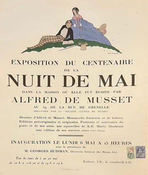 "Exposition du centenaire de la Nuit de Mai dans la maison où elle fut écrite par Alfred Musset au 59 de la rue de Grenelle". . SOCIÉTÉ ALFRED DE ...