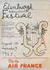 "Fly by Air France. Edinburgh. International Festival. August,20 - September,9 1961". . AIR FRANCE.  COCTEAU (Jean).