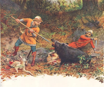 Histoires de Chasse par Madame la Duchesse d'Uzès, née Mortemart.. UZES (Duchesse d'). PHOSPHATINE FALIERES.  LELOIR (Maurice).