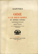 "Ode à la bien-aimée et autres poèmes".  par SAPPHO.  CARLEGLE (Charles). - Image 3