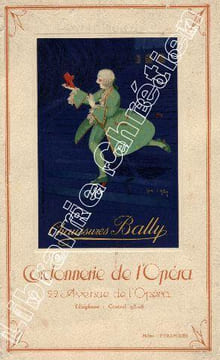 Cordonnerie de l'Opéra. P., Draeger, (v. 1920), in-12, couv. ill. en coul. . BALLY-CHAUSSURES.  