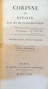 Corinne ou l'Italie. . STAËL-HOLSTEIN (Anne-Louise Germaine, Baronne de). NON ILLUSTRE.