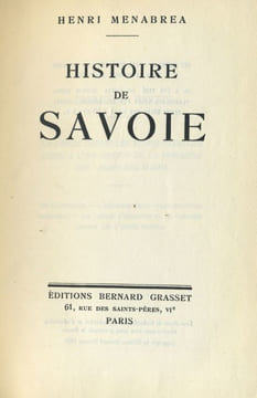 Histoire de la Savoie. . MENABREA (Henri).