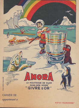 "Amora. La moutarde de Dijon dans son verre 'Givre et or'". . AMORA.