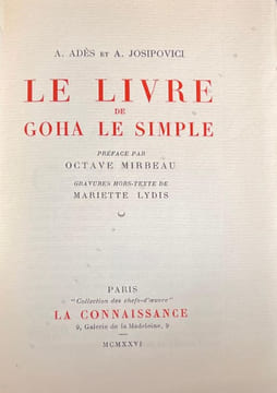 Le Livre de Goha le simple. . ADES (A), JOSIPOVICI (A). LYDIS (Mariette).