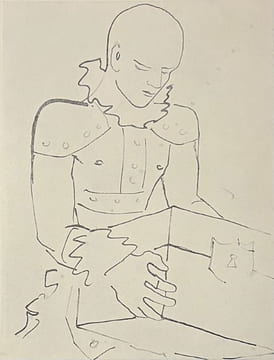 Dessins en marge du texte des chevaliers de la Table Ronde. . COCTEAU (Jean). COCTEAU (Jean).