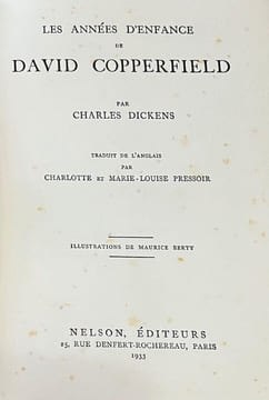 Les années d'enfance de David Copperfield. . DICKENS (Charles).  BERTY (Maurice).  