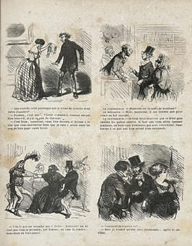 Au bal masqué. Macédoine. La bourse illustrée. Paris l'hiver. . LE CHARIVARI-REVUE. CHAM (Amédée de Noé, dit).
