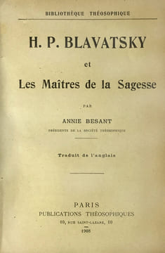 H.P. Blavatsky et Les Maitres de la Sagesse. Traduit de l'Anglais.. Besant (Annie) :