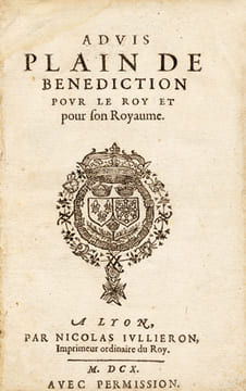 Advis plain de bénédiction pour le Roy et pour son Royaume.. [Canard] Delangerie (L.) :