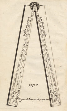 Usage (L') du compas de proportion, expliqué et démontré d'une manière courte et facile et augmenté d'un Traité de la division des Champs.. Ozanam ...