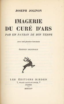 Imagerie du Curé d'Ars par un paysan de son temps. Avec huit planches hors-texte.. Jolinon (Joseph) :