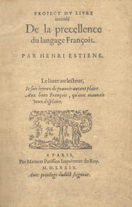 Project du livre intitulé De la precellence du langage François.