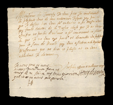 Billet secret signé . [Ligue - Manuscrit]