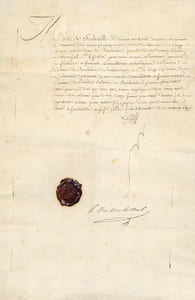 Lettre de nomination au grade de Maréchal de Camp dans les armées du Boulonnais, sous les ordres du Maréchal de Soubise, Gouverneur et Lieutenant Général de Flandres, Hainaut, Picardie, Calaisie et Boulonnais et du Prince de Croy, Gouverneur en second.