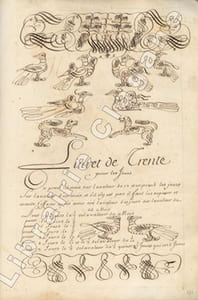 Manuscrit in-folio commencé le 2 juin 1735, achevé le 29 septembre de la même année, vélin de l’époque avec lacets de fermeture, de 222 feuillets écrits au recto, et pour certains au verso à l’encre noire et parfaitement lisible.