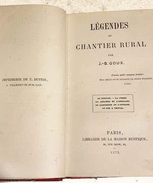 Légendes du chantier rural. Le sorcier ; La ferme ; La légende de l'enseigne ; Le laboureur et l'ouvrier ; Le fer à cheval.. Goux, J.-B. :