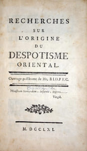 Recherches sur l'origine du despotisme oriental. Ouvrage posthume de Mr. B.I.D.P.E.C (Boulanger, Ingénieur Des Ponts et Chaussées).