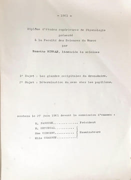 Les glandes occipitales du dromadaire. Diplôme d’études supérieures de Physiologie présenté à la Faculté des sciences du Maroc, soutenu le 27 juin ...