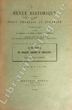 La psychologie des inculpés lorrains de sorcellerie.. Delcambre (Etienne) : 