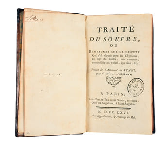 Traité du soufre, ou remarques sur la dispute qui s’est élevée entre les chymistes, au sujet du soufre, tant commun, combustible ou volatil, que fixe, etc. Traduit de l’Allemand (par le baron d’Holbach).