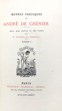 Oeuvres poétiques. Avec une Notice et des Notes par M. Gabriel de Chénier.. Chénier (André de ; 1762-1794) :