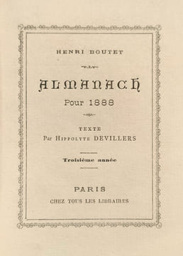 Almanach pour 1888, texte par Hippolyte Devillers. Troisième année.. [Almanach] Boutet (Henri) : 