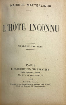 Hôte (L') inconnu.. Maeterlinck, Maurice :