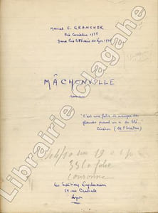 Manuscrit complet du roman qui a pour titre "Mâchonville"
