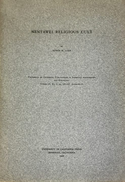 Mentawer religions cult.. Loeb, Edwin M. :