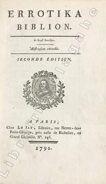 Errotika Biblion. Seconde édition.. [Mirabeau, Honoré-Gabriel Riquetti, Comte de]