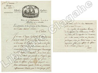 2 pièces : 1- Lettre / 2- Lettre Signée.