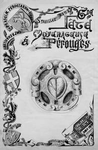 Maquette originale (20,3 x 31 cm) et projet de l'affiche "Grande fête Moyennageuse à Pérouges. 3 juillet 1921"