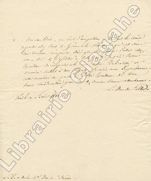 Lettre autographe signée,. Clarke (Henri-Jacques-Guillaume) :