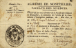 Certificat d'admission aux cours de la Faculté des Sciences de l'Académie de Montpellier. [Sciences] Gergonne, Joseph ; de Serres, Marcel ; Ollier, ...