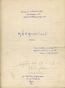 Manuscrit complet du roman qui a pour titre "Mâchonville"