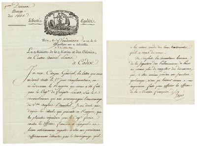 2 pièces : 1- Lettre / 2- Lettre Signée.