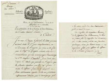 2 pièces : 1- Lettre / 2- Lettre Signée.. Decrès (Denis, comte, puis duc) :