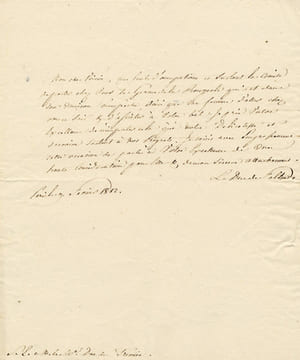 Lettre autographe signée,. Clarke (Henri-Jacques-Guillaume) :