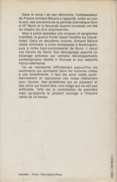Un ambassadeur se souvient, II : Washington et Bonn, 1945-1955.. BÉRARD (Armand).