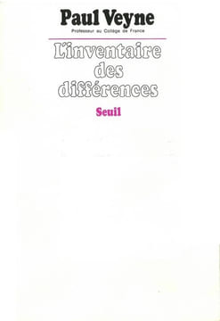 L'inventaire des différences. Leçon inaugurale au Collège de France.. VEYNE (Paul).