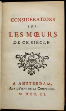 Considérations sur les mœurs de ce siècle.. [DUCLOS, Charles].