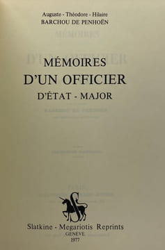 Mémoires d'un officier d'état-major. Expédition d'Afrique.. BARCHOU de PENHOËN (A.-T.-H.).