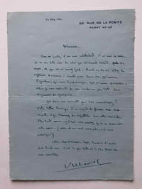LETTRE AUTOGRAPHE SIGNÉE À ROBERT LEVESQUE