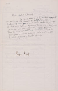 BROUILLON DE LETTRE AUTOGRAPHE À SON FRÈRE