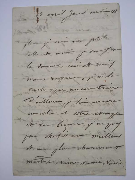 LETTRE AUTOGRAPHE SIGN&Eacute;E &Agrave; VICTOR HUGO. Juliette DROUET
