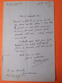 LETTRE AUTOGRAPHE SIGNÉE À JEAN CLOGENSON