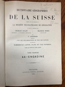 DICTIONNAIRE GÉOGRAPHIQUE DE LA SUISSE