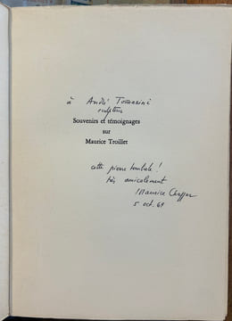 SOUVENIRS ET TÉMOIGNAGES PUBLIÉS À LA MÉMOIRE DE MAURICE TROILLET. Collectif d'auteurs