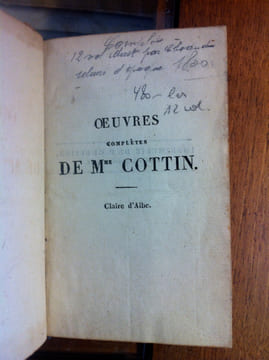 OEUVRES COMPLÈTES DE MME COTTIN (12 volumes). CLAIRE D'ALBE